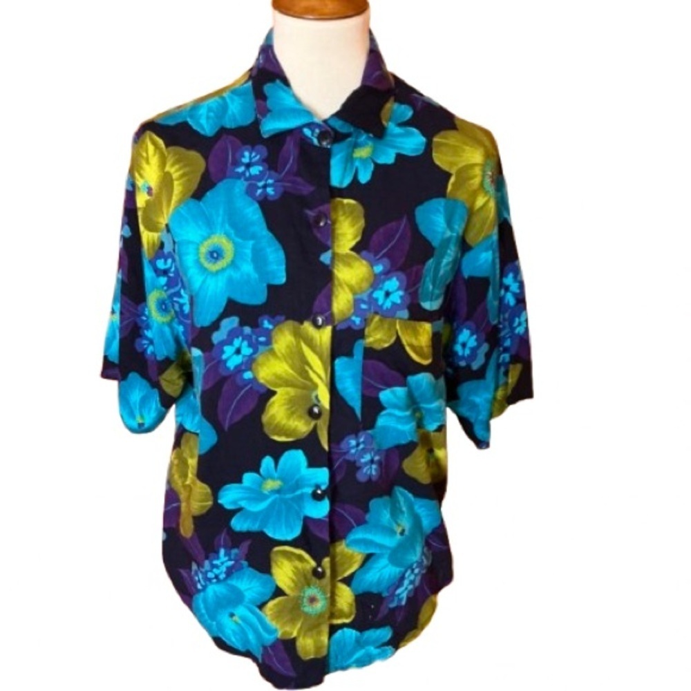 Vintage 90s bright floral top